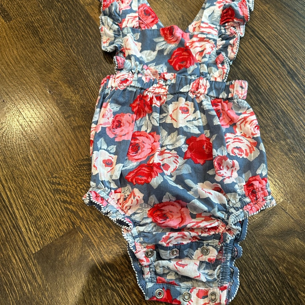 GAP Floral Baby Romper - Blue and Pink
